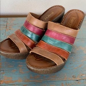 Born Leather Wedge Sandals